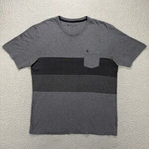 TravisMathew Pocket T-Shirt Mens Large Grey Colorblock Striped Pima Cotton Tee